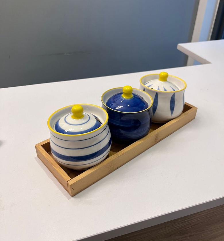 Ceramic Jars with Wooden Holder image