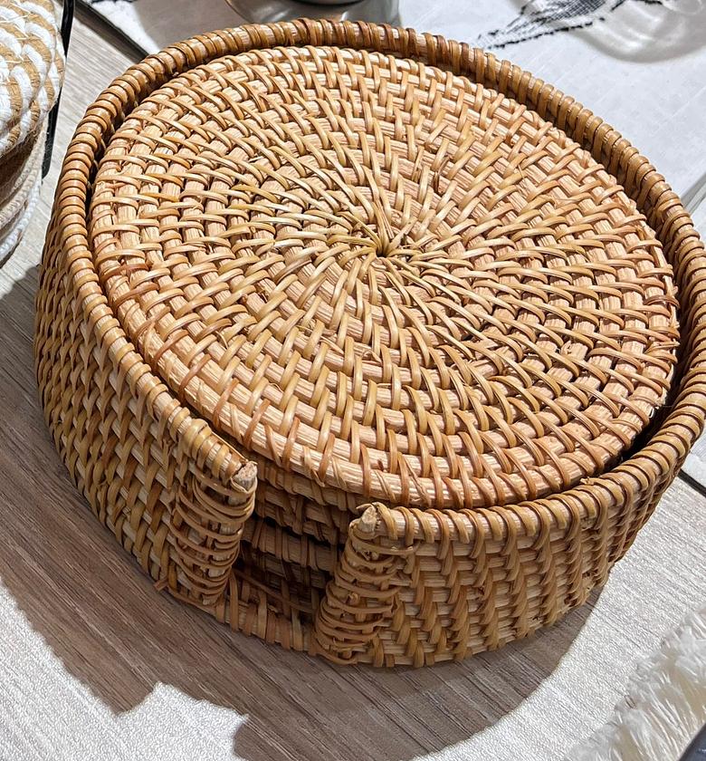 Rattan Coaster Set image