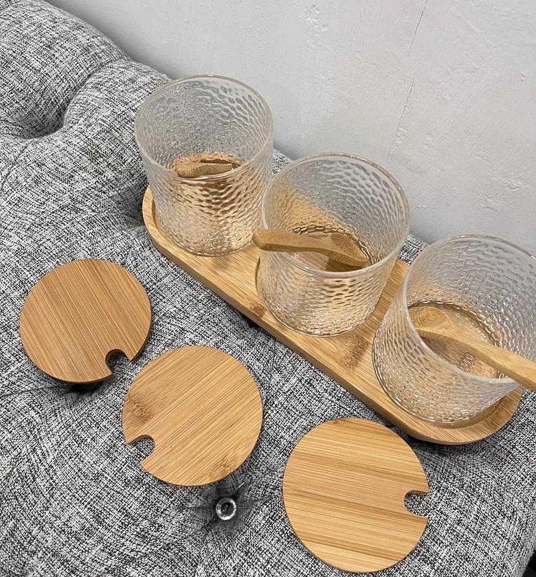 Bamboo glass storage set image