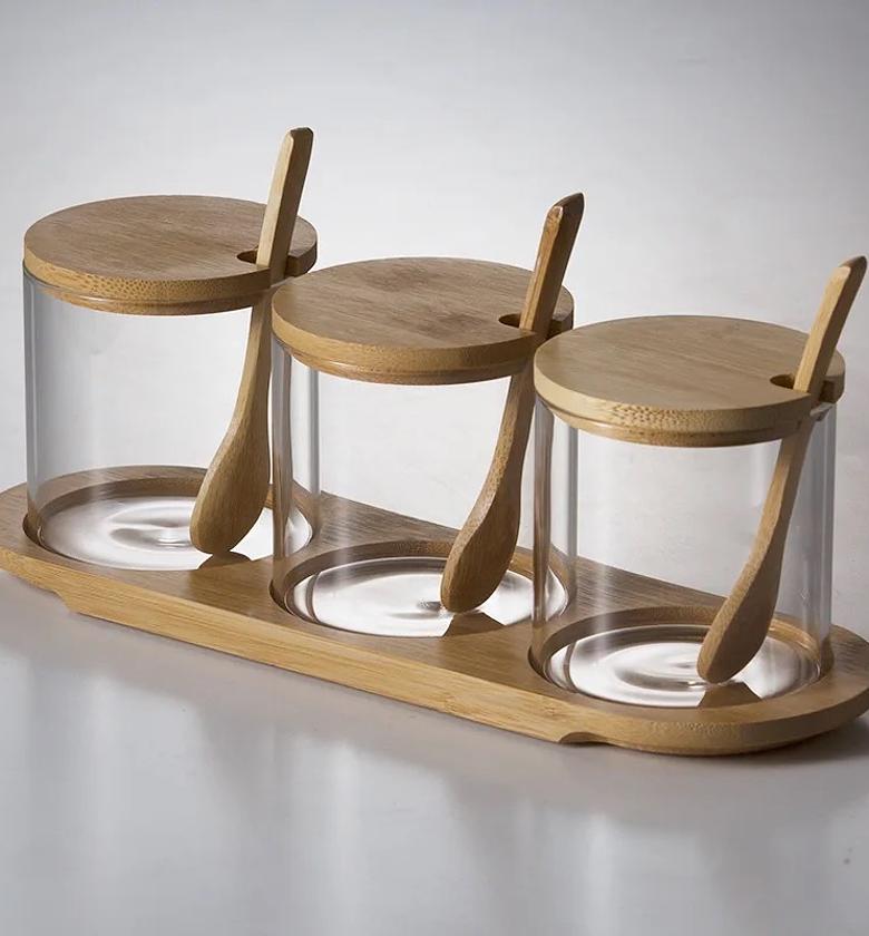 Bamboo glass jars  image
