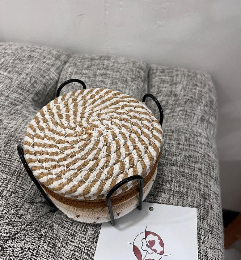 Cotton rope coasters with metal holder  image